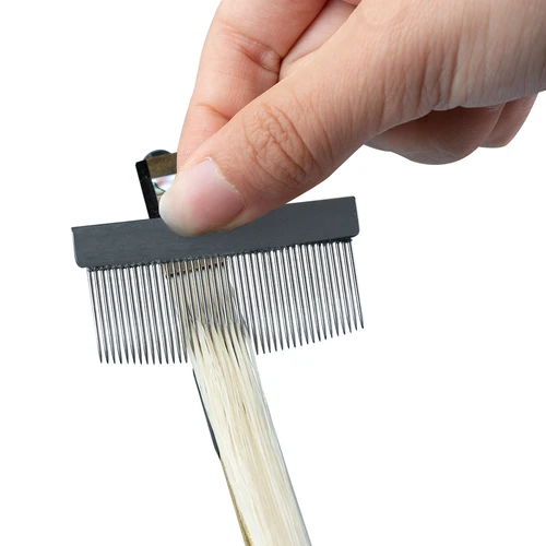 Imagen 2 del producto Arco de violín 4/4, peine de cola de caballo de crin blanco de Mongolia, cepillo de limpieza/pin de acero inoxidable para uso de arco de violín, Viola y violonchelo DIY