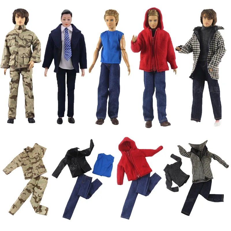 1 Set Ken Cloth Sweater Leather Suit Daily Wear Casual Outfits Ken Winter Clothes Doll Accessories Doll Ken Clothes For 12inch