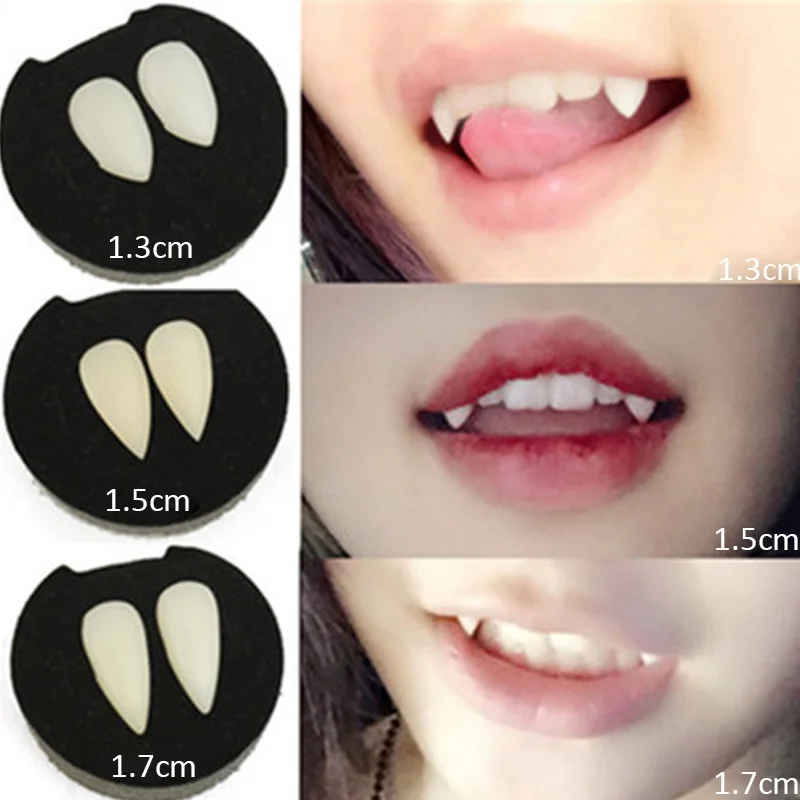 1 Pair Vampire Teeth Fangs Dentures Props Halloween Costume Props False Teeth Solid Glue Denture Adhesive Halloween Party Decor