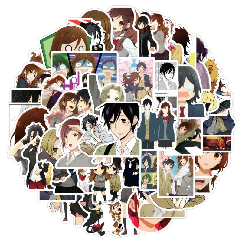 10/30/50 pçs horimiya anime graffiti adesivos clássicos dos desenhos animados adesivos portátil diy crianças brinquedos pvc carro bicicleta decalque decoração adesivos