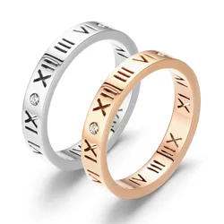 Buyee 925 Sterling Silver Couples Ring Sets Simple Roman Numerals Ring Finger for Women Men Fashion Rose Gold Jewelry Circle