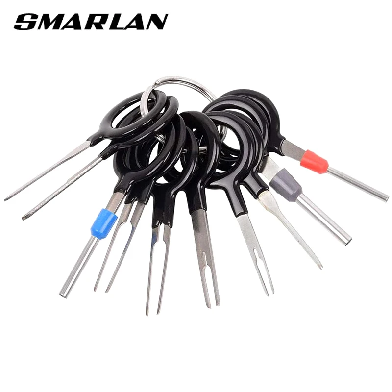 SMARLAN 11pcs/set Terminal Removal Tools Car Electrical Wiring Crimp Connector Pin Extractor Kit for Car Plug Repair Tool Set AA