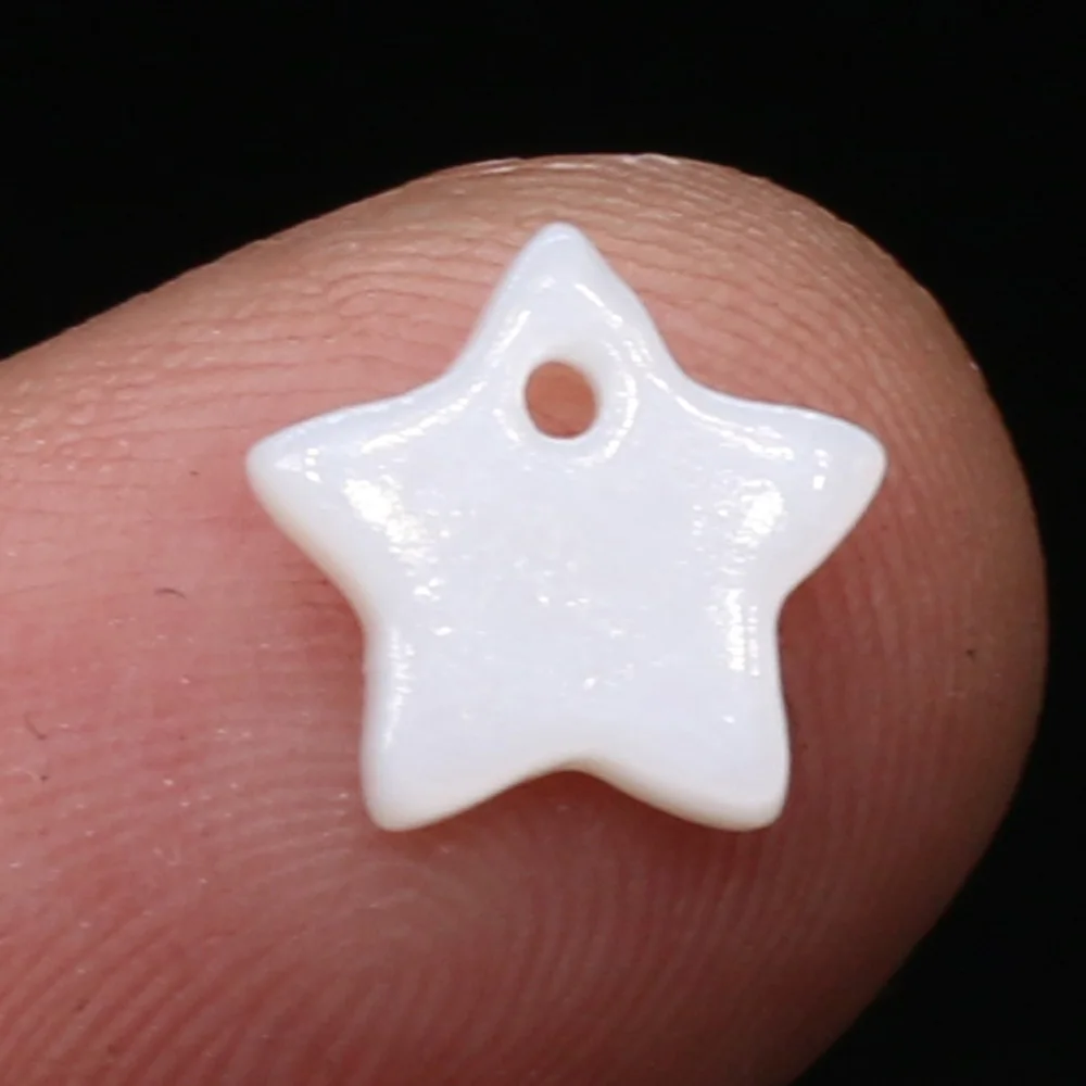 20pcs 10/12mm White Star Hearts Mother of Pearl Shell Charms Natural Shell Beads Pendant for DIY Earring Bracelet Jewelry Making