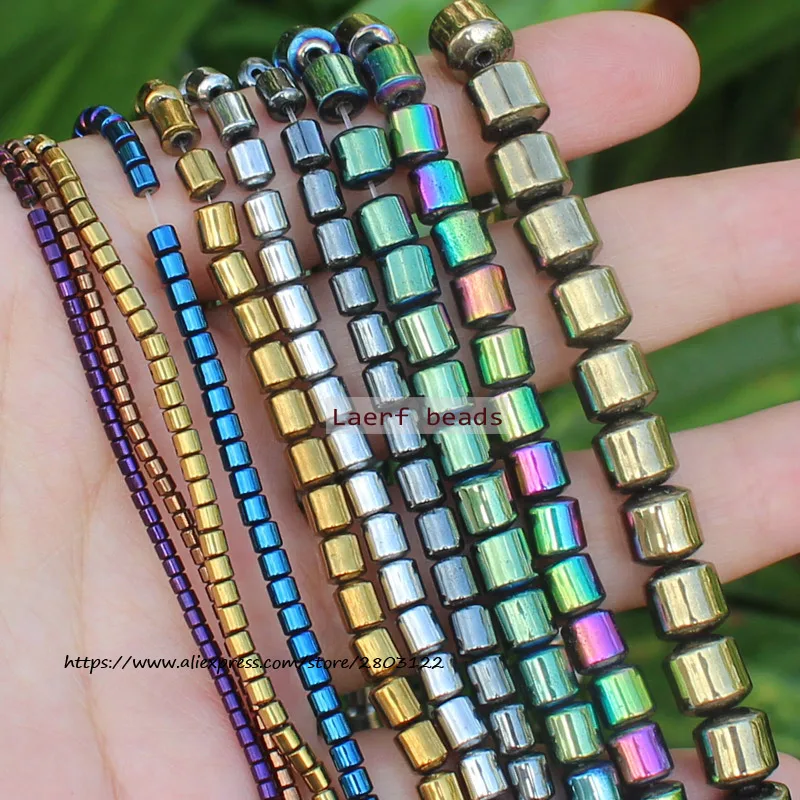 2,3,4,6,8mm Natural Hematite Drum shape Beads15