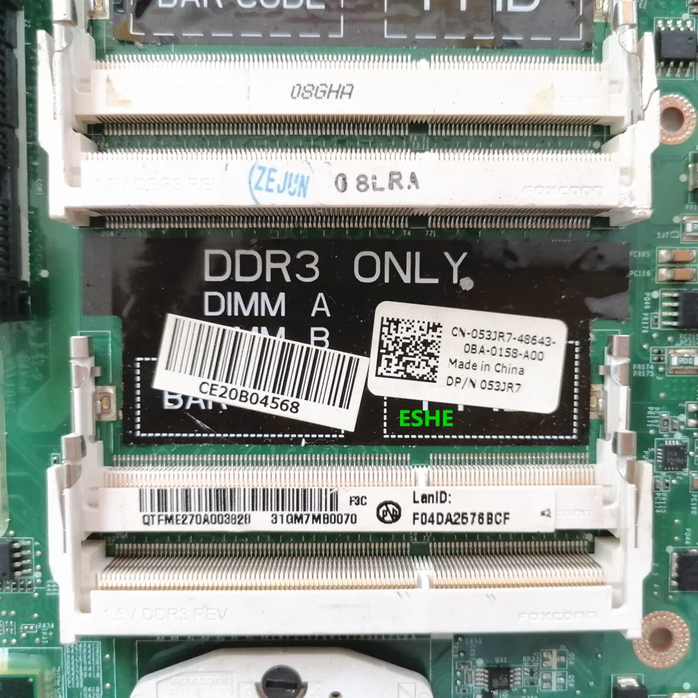 CN-053JR7 053JR7 For DELL XPS 17 17R L701X Laptop Motherboard DAGM7BMBAF0 HM57 N11E-GE-A1 GT435M 3GB DDR3 Tested Good Free Shipp