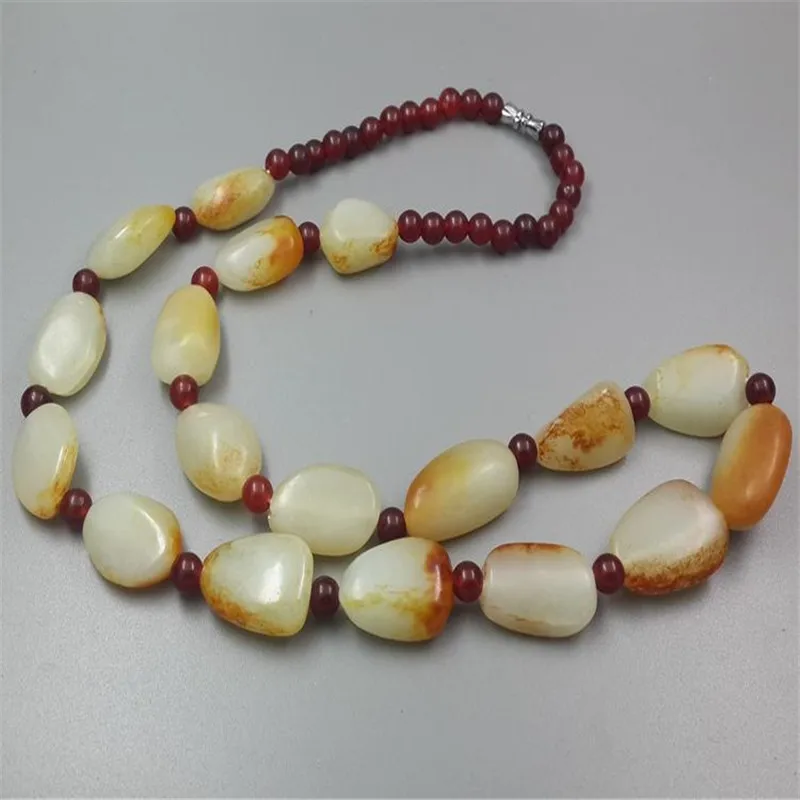 

Natural Hetian Jade Raw Stone Seed Material Red Skin Bracelet Seed Necklace Chain