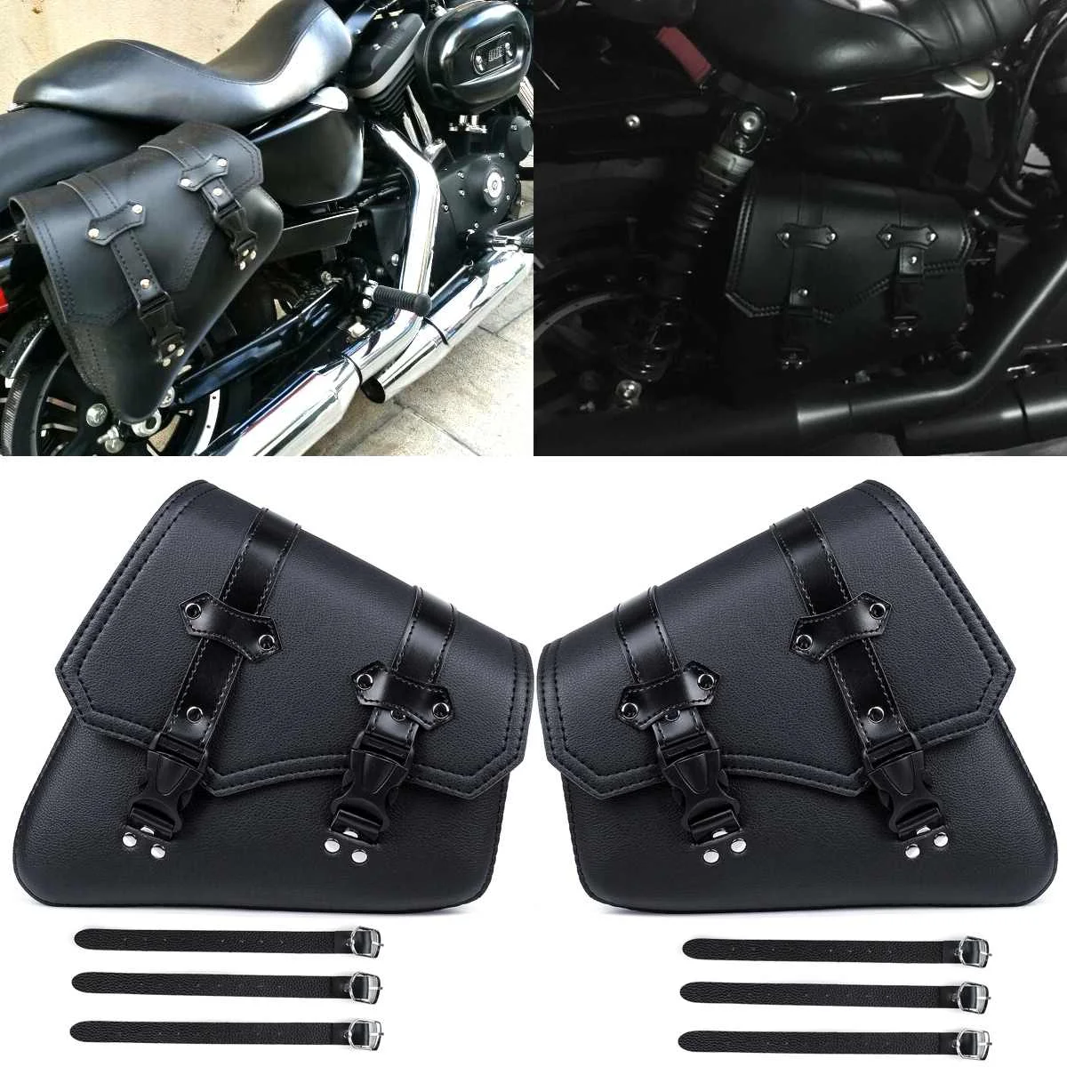 Universal Motorcycle Saddlebags Side Tool Bags Gloves Luggage Storage Saddle Bag Pouch PU Leather