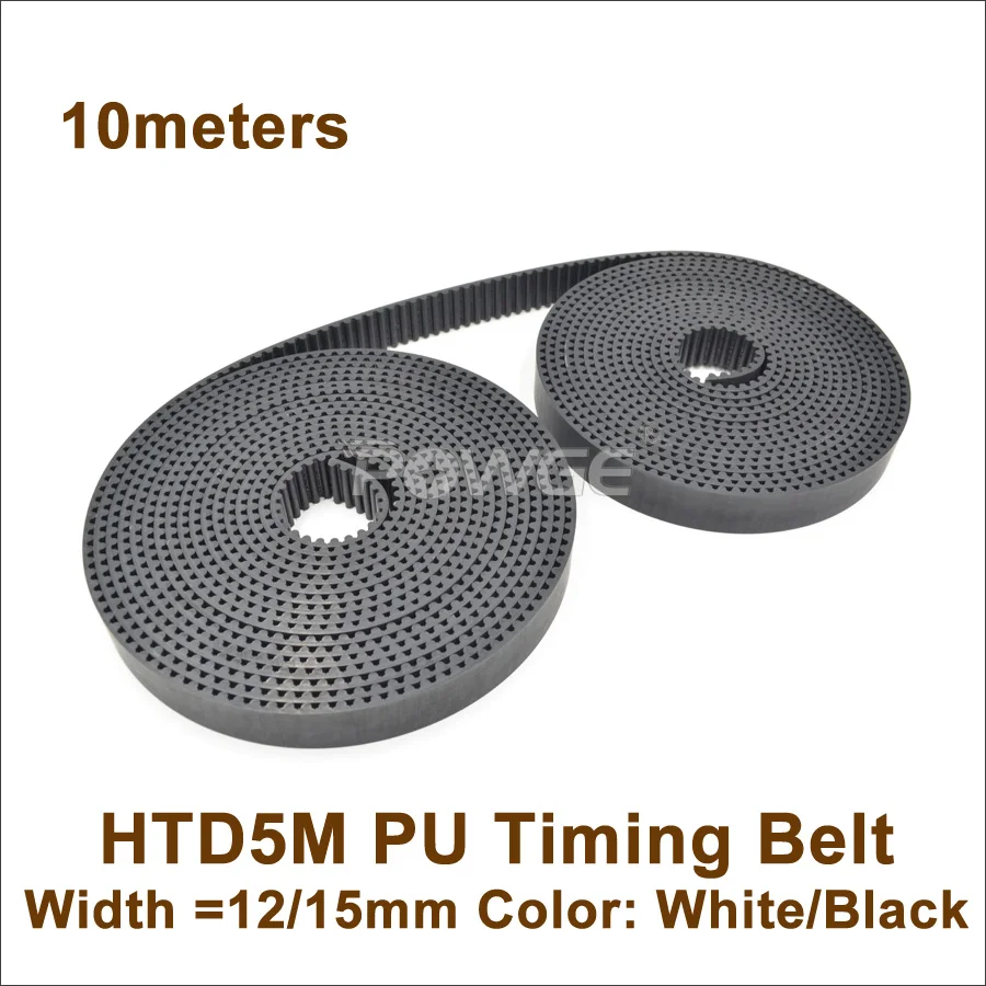 

POWGE 10meters 5M Synchronous Belt Width 12/15mm 5M PU Open Timing Belt Polyurethane With Steel Core HTD5M Belt 5M-15