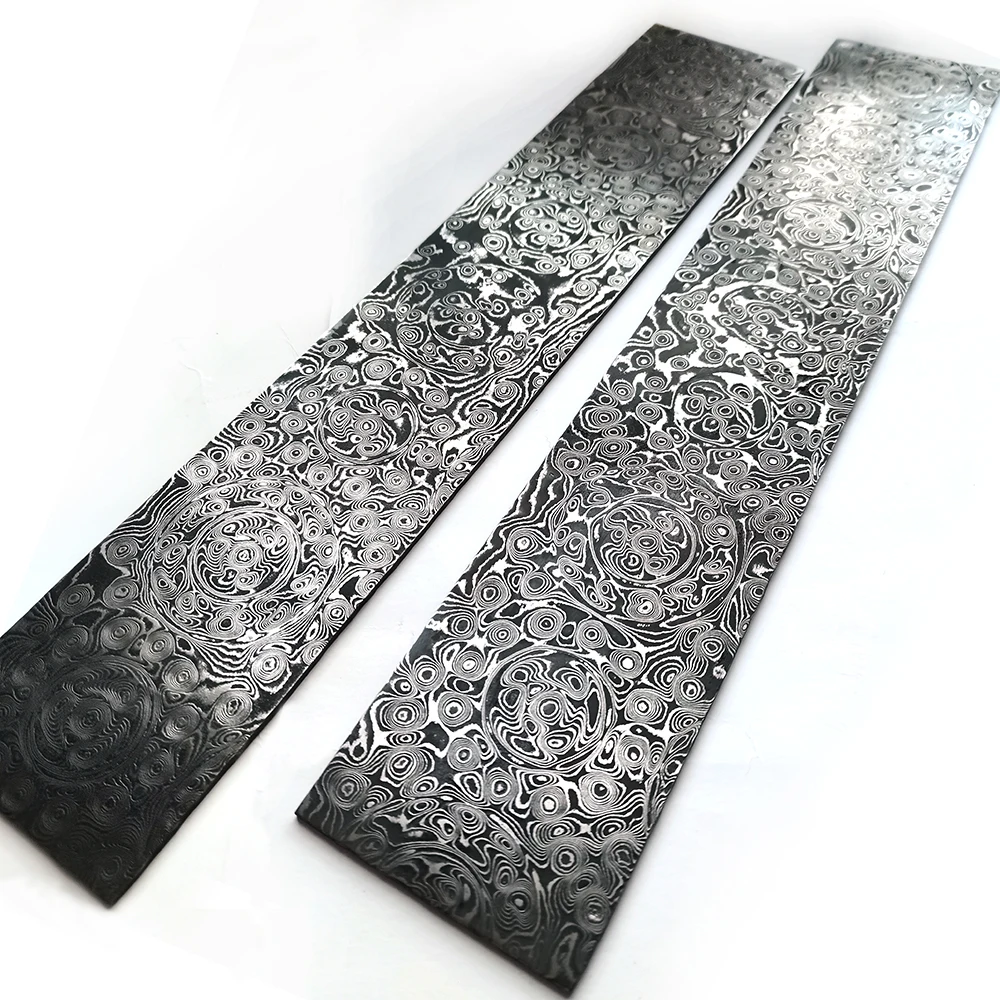 320MM Length Damascus Steel Billet Plate Sheet Bar Sandwich Knife Making Blade Blank Material   Has Been Heat Treatment