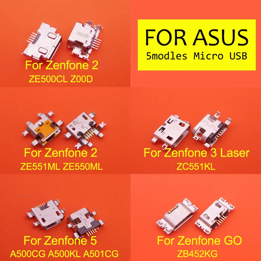 2pcs Micro USB Jack Charger Charging Dock Port Connector For ASUS ZenFone 2 ZE551ML ZE550ML ZE500CL 3 Laser ZC551KL 5 A500CG Go