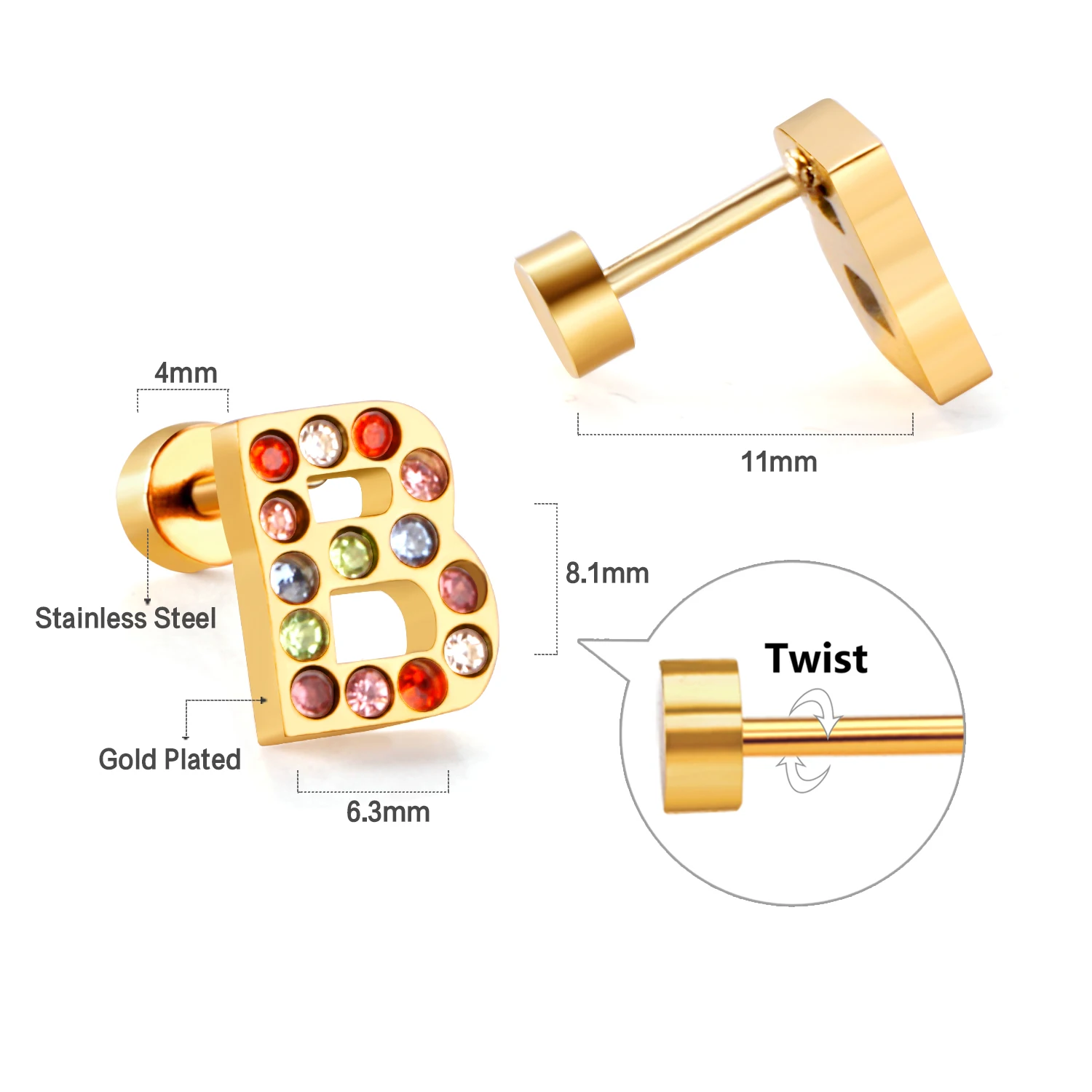2023 Crystal Earrings for Women Letter Zircon Gold Silver color Fashion Jewelry accessories brinco Gift Wholesale