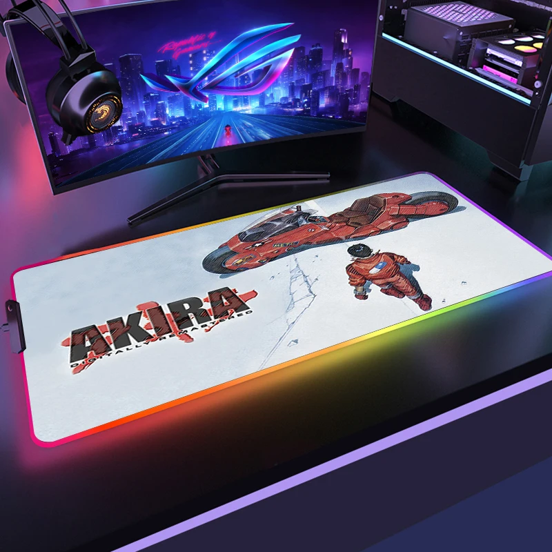 

Anime AKIRA RGB Gaming XXL Mouse Pad Mousepad Large Cool Mause Pad Keyboard Desk Carpet Game Rubber No-slip LED Mouse Mat Gamer