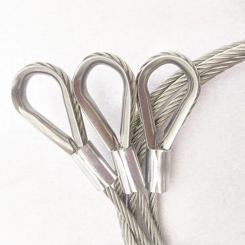 HQ CUSTOMIZED Stainless Steel Wire Rope Sling with Two Loops Fastened by Ferrule and Thimbles