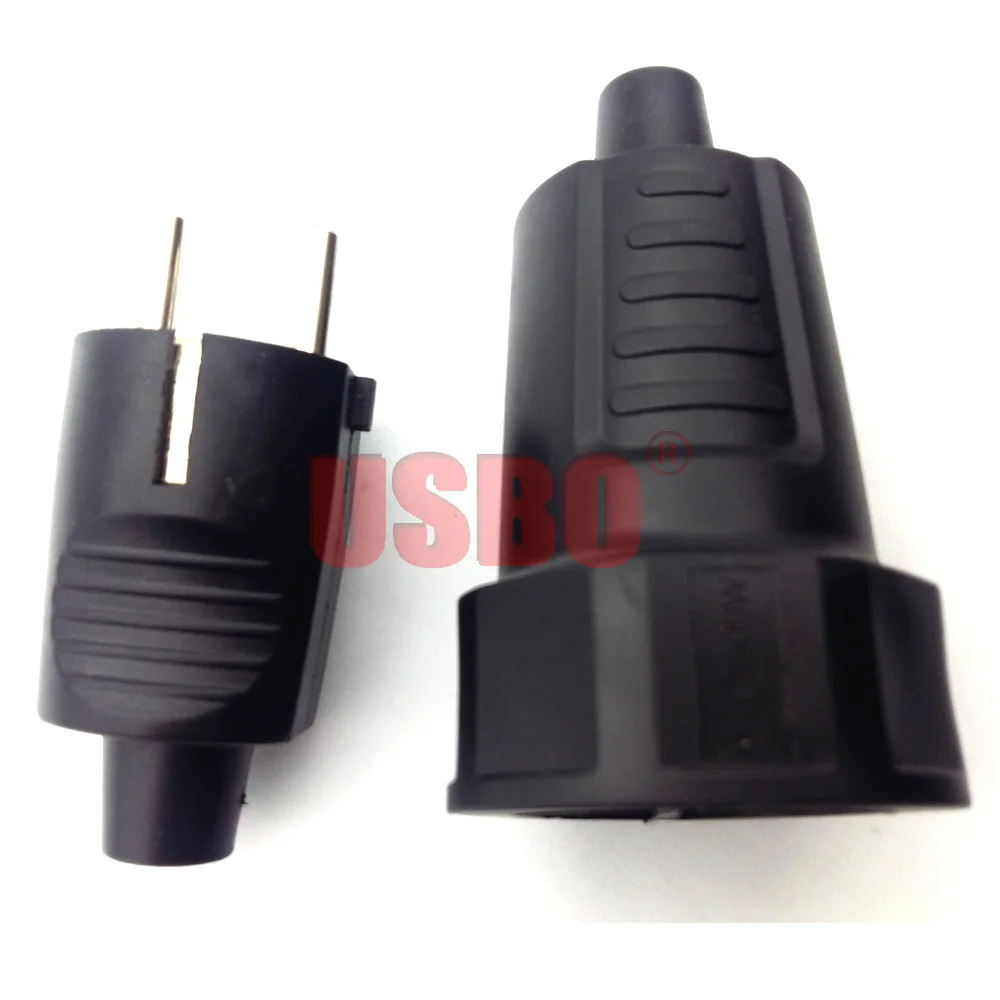 Black PVC 16A 250V EU power cord male female wiring plug detachable assembly electric plug socket for German France Korea Russia