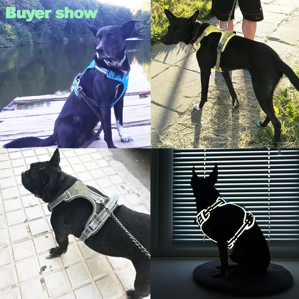 Reflective Nylon Pet Dog Harness Dog Padded Vest Adjustable Chest Strap Safety Lead All Weathers For large medium small Dogs