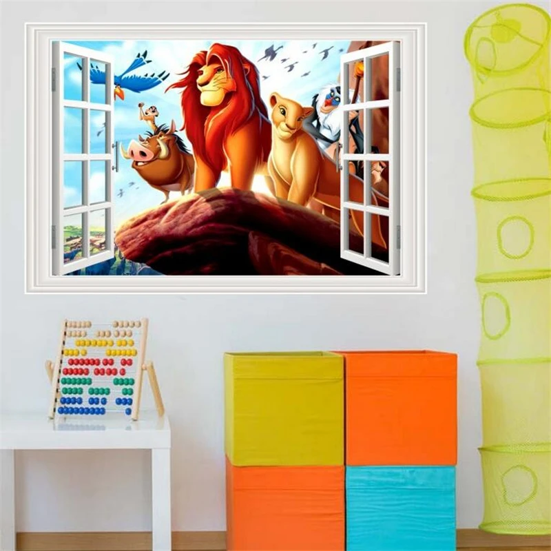 Cartoon Simba the Lion King Wall Stickers For Kids Room Decoration Home Bedroom Decor Movie Mural Wall Art Decals