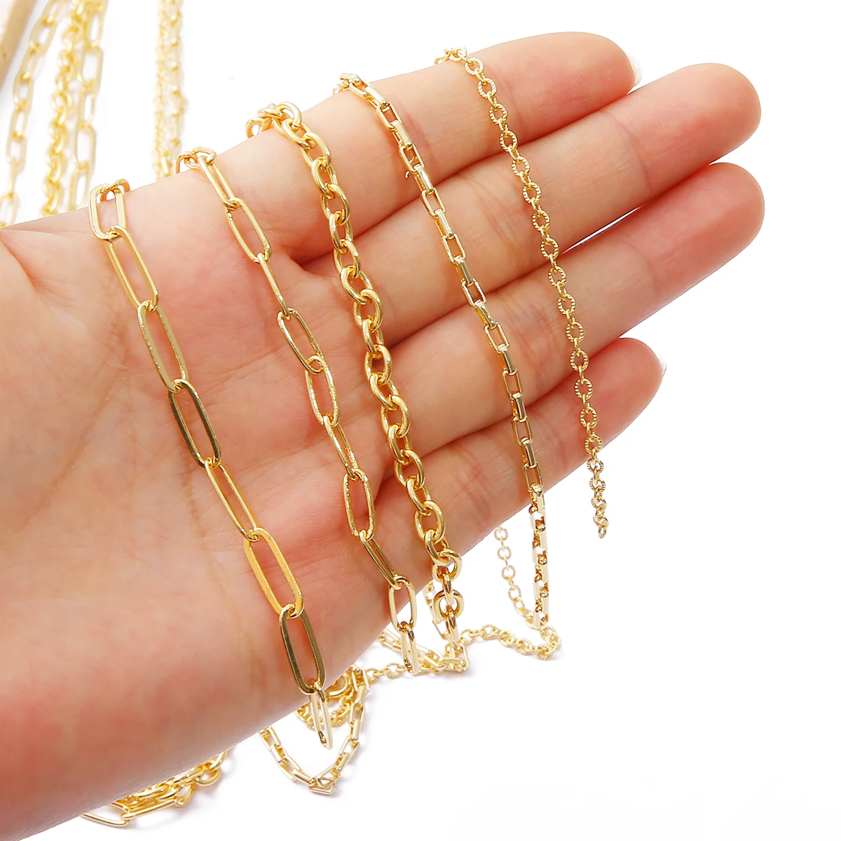 18K Gold Plated 1M สร้อยข้อมือสร้อยคอสร้อยคอทองแดงตัวเชื่อมต่อสำหรับ DIY Body เครื่องประดับทำอุปกรณ์เสริม