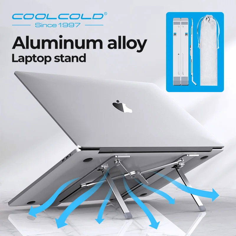 COOLCOLD Laptop Stand Height Adjustable Aluminum Laptop Riser Holder Portable Ergonomic Notebook to 17 inch for MacBook Air Pro