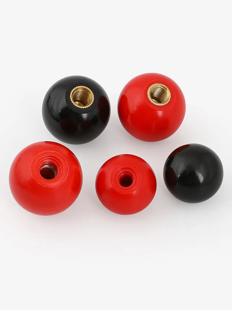 2Pcs Red Black Copper Core /Bakelite Core/Iron Core Ball Lever Knob Machine Tool Replacement Round Handle M4 M5 M6 M8 M10 M12