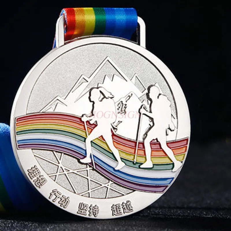 Médaille de montagne et de Cross Country, dorée, commémorative, en métal, pour les activités de Trekking, de Marathon et de sport