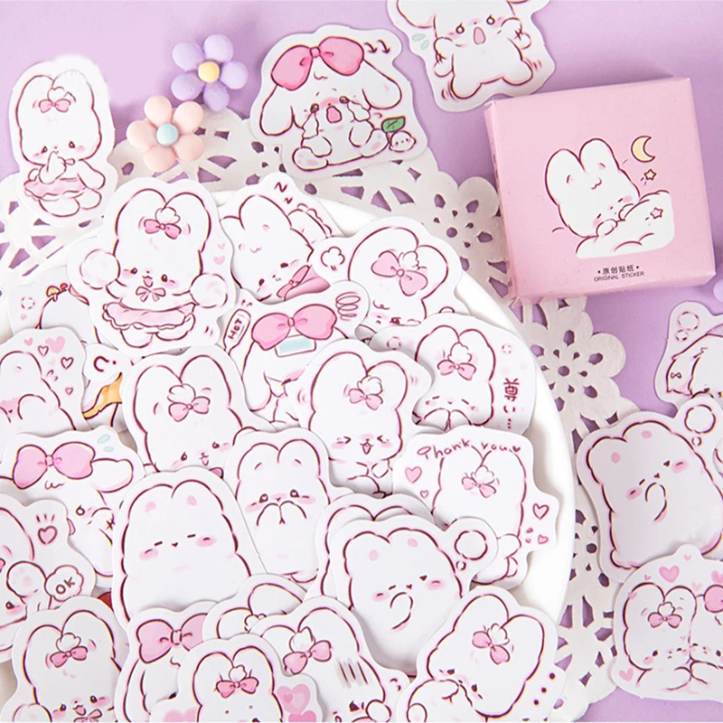 45 Stks/pak Schattig Konijn Dagelijks Kawaii Decoratie Stickers Planner Scrapbooking Briefpapier Japanse Dagboek Zelfklevende Stickers