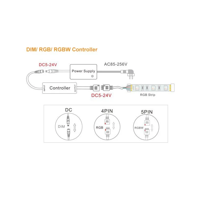 DC5V-24V 28 teclas rf ir controlador de controle remoto dimmer para 3528 5050 rgb led strip luz ajustar o brilho dc plug casa