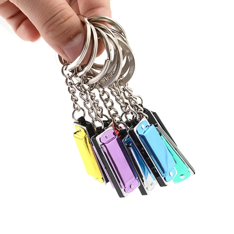 Mini Harmonica Keychain,Special 8 Tone 4 Holes Harmonica Keychain Harmonic Keyring Keys Holder Bag Pendant Musical