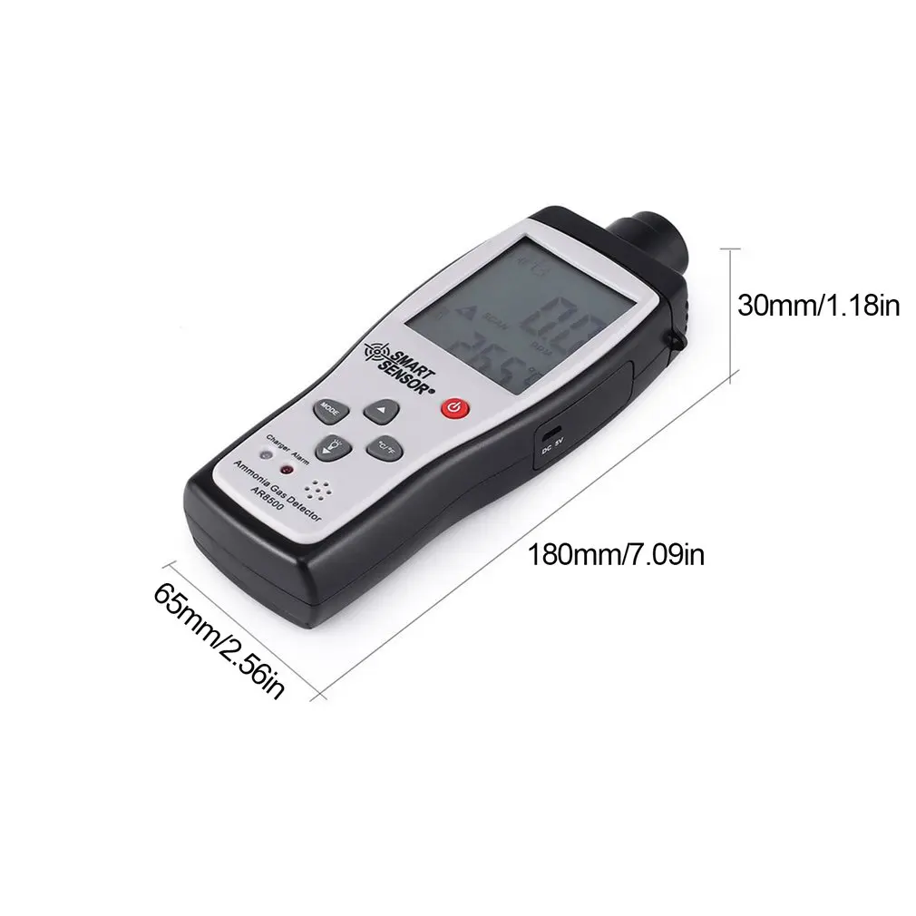 Smart Sensor มือถือก๊าซแอมโมเนีย NH3เครื่องตรวจจับเครื่องตรวจจับ Monitor ช่วง0-100PPM Sound Light Alarm เครื่องวิเคราะห์ก๊าซ AR8500