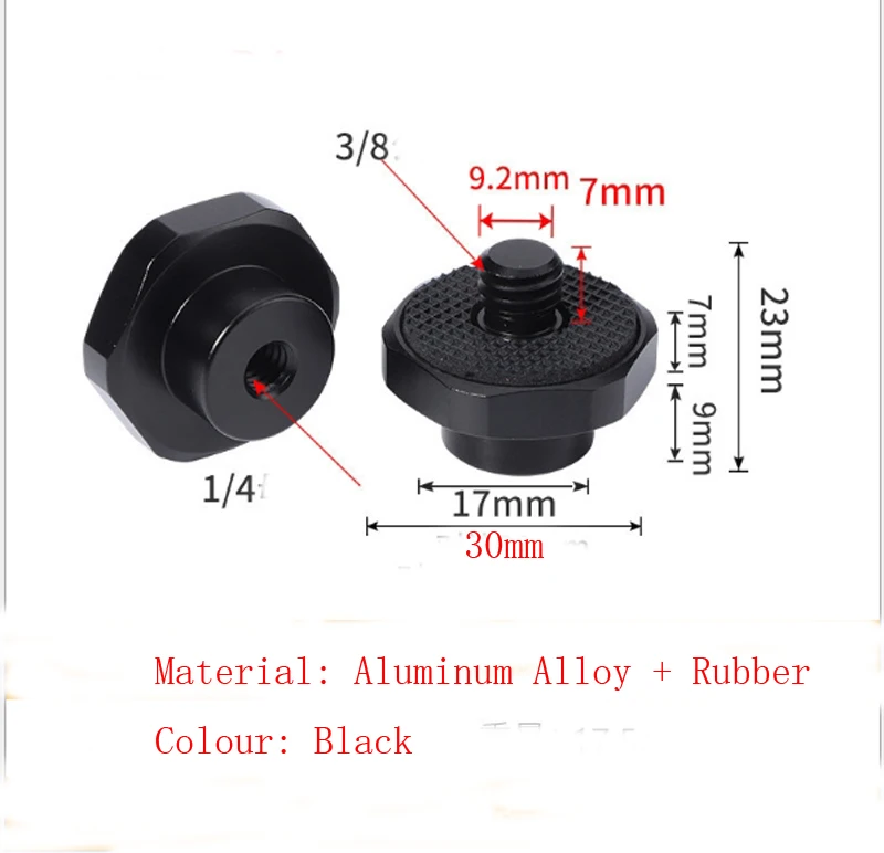 2 sztuk aluminium uniwersalny Hex 1/4 "do 3/8" uchwyt męski adaptery śrubowe kompatybilny dla lustrzanka cyfrowa Flash Gimbal statyw
