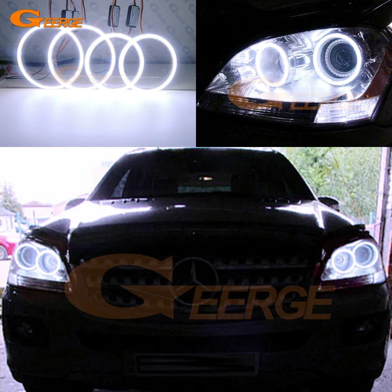 

For Mercedes Benz M Class W164 ML 2005 2006 2007 2008 2009 2010 2011 Day Light Ultra Bright COB LED Angel Eyes Kit Halo Rings