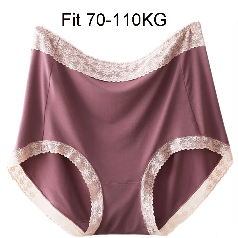 BS58 Female Lingerie Soft Modal Seamless Underwear High-Rise Underpants Breathable Women's Lace Briefs Plus Size Panties 5XL