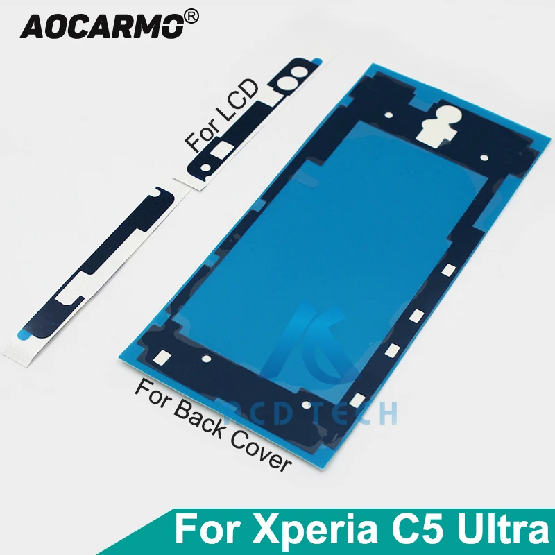 Aocarmo For SONY Xperia C5 Ultra E5563 E5553 Front LCD Screen Waterproof Adhesive Middle Frame Back Cover Full Set Tape Sticker