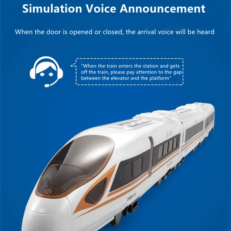 Control remoto de transmisión de cuatro velocidades, Riel de alta velocidad, 30 minutos, 114CM, transmisión de voz, interruptor de una tecla, puerta, simulación, tren RC, juguete