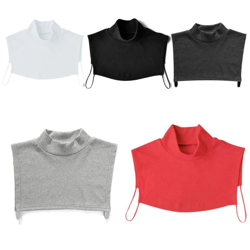 

Women Men Winter Cotton Turtleneck Half Top Dickey Detachable Pullover False Fake Collar Simple Solid Color Neck Warmer