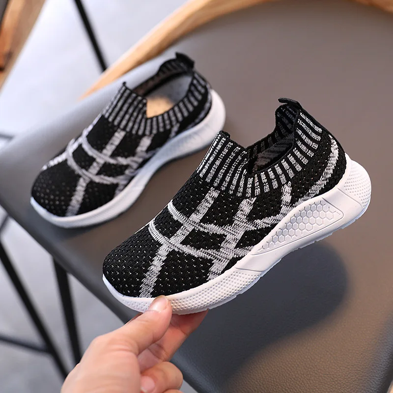 Children Spring Flying Knitted Boys and Girls Breathable Socks Shoes Casual Kids Fashion Assorted Sneakers Light Shoes Slip-on