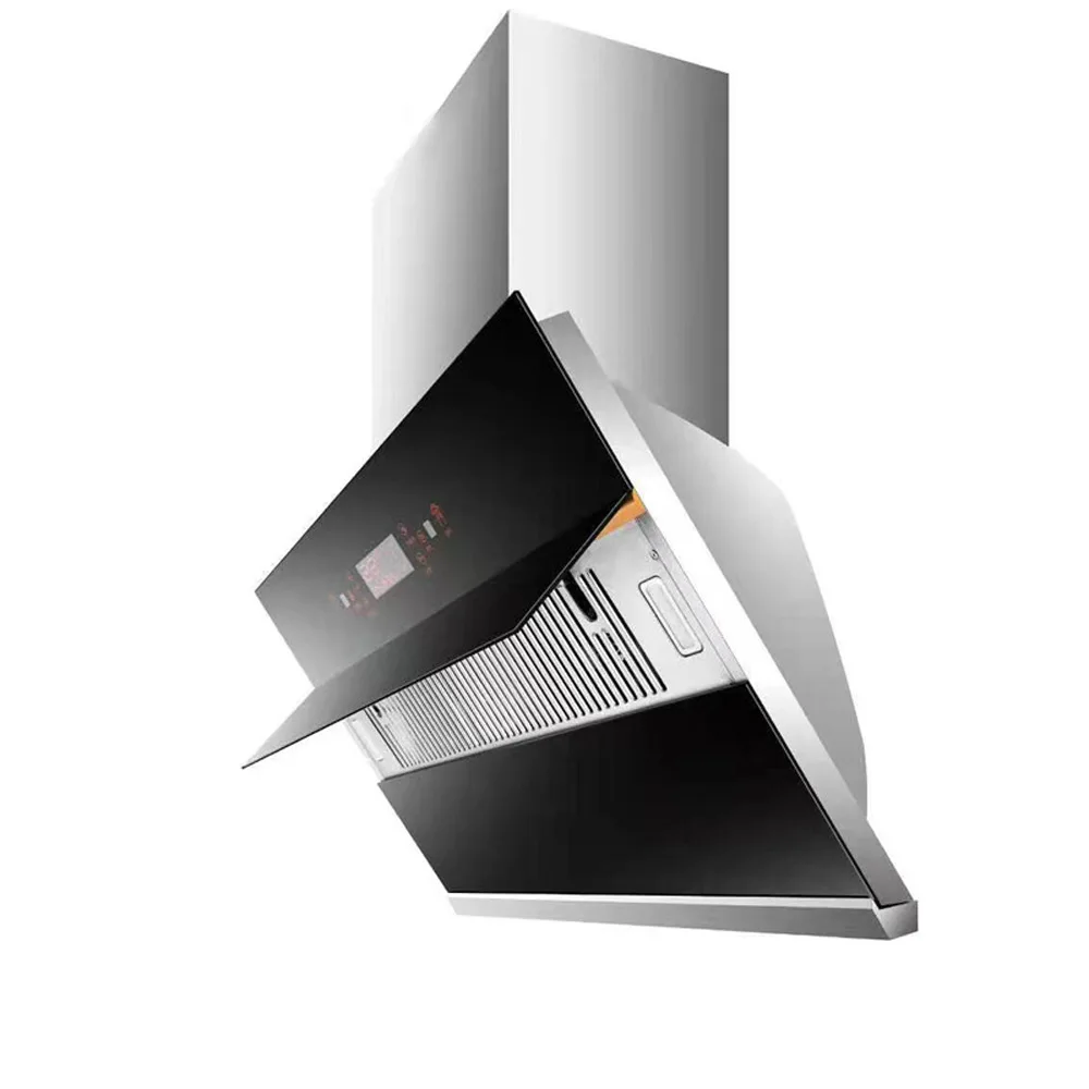 Cappa aspirante laterale cucina pulizia automatica cappa da cucina in acciaio inossidabile a doppio motore ad alta aspirazione