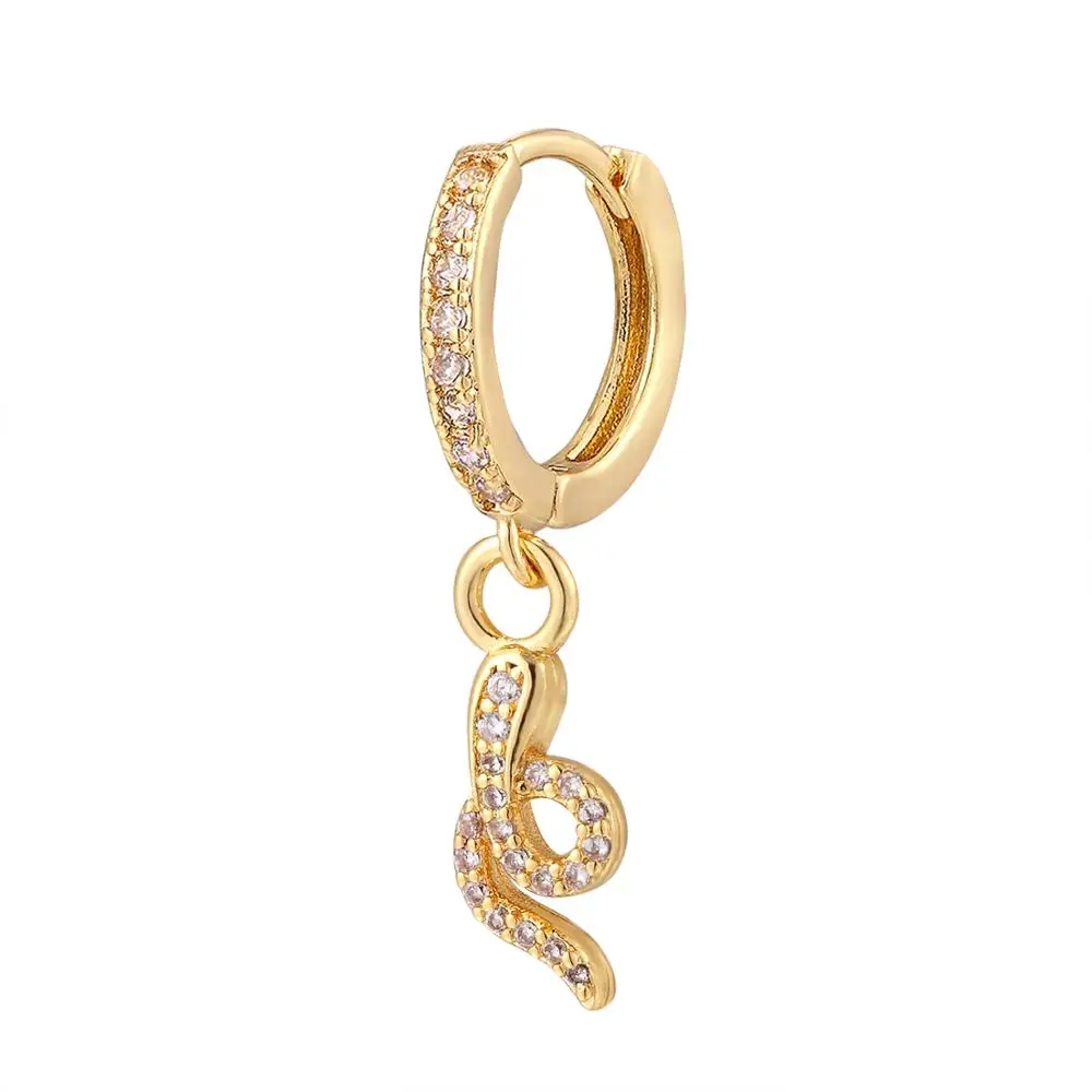 HECHENG,1pc, Huggie Hoop Earrings for women,Rainbow Black Crystal Zircon ,snake bee Hanging Prevent Allergy Earrings