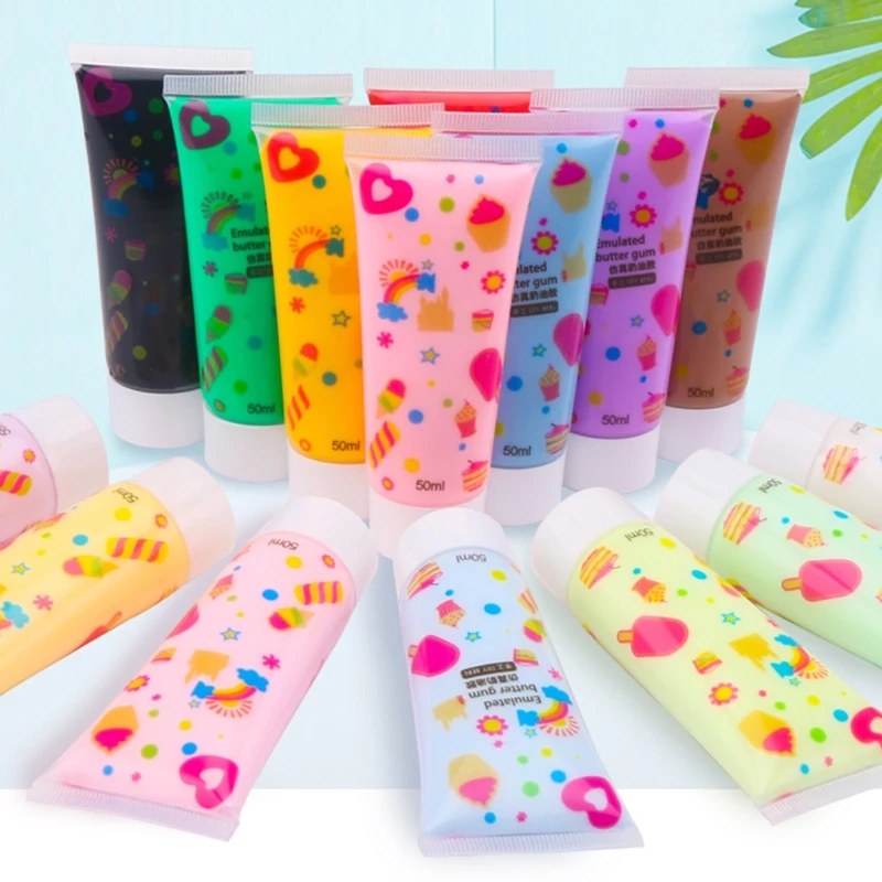2 pezzi 50g crema di simulazione argilla gel adesivo multicolore falso torta montata crema colla custodia per telefono fai da te kit di conchiglie decorazioni per la casa fatte a mano