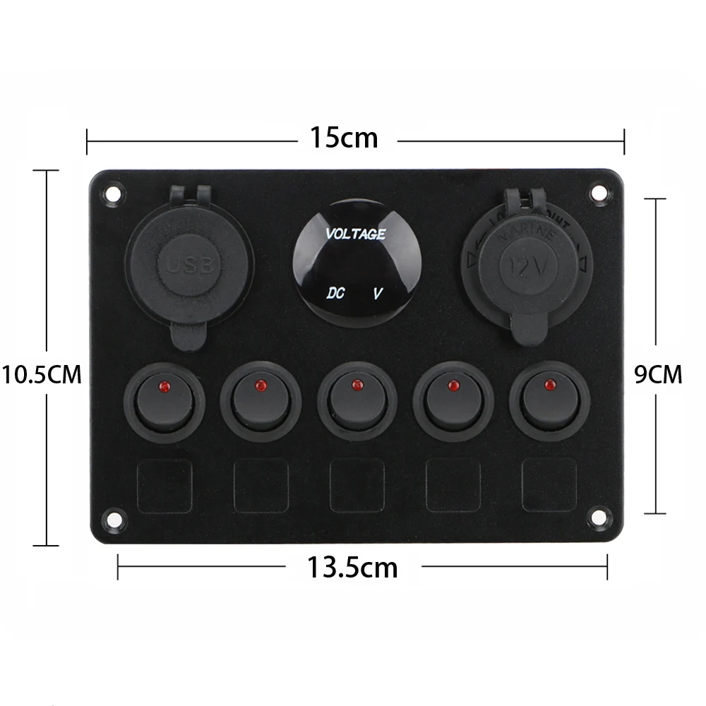 Ładowarka samochodowa woltomierz cyfrowy podwójny Port USB 12V wylot połączenie wodoodporny do samochodu statek morski LED przełącz Panel