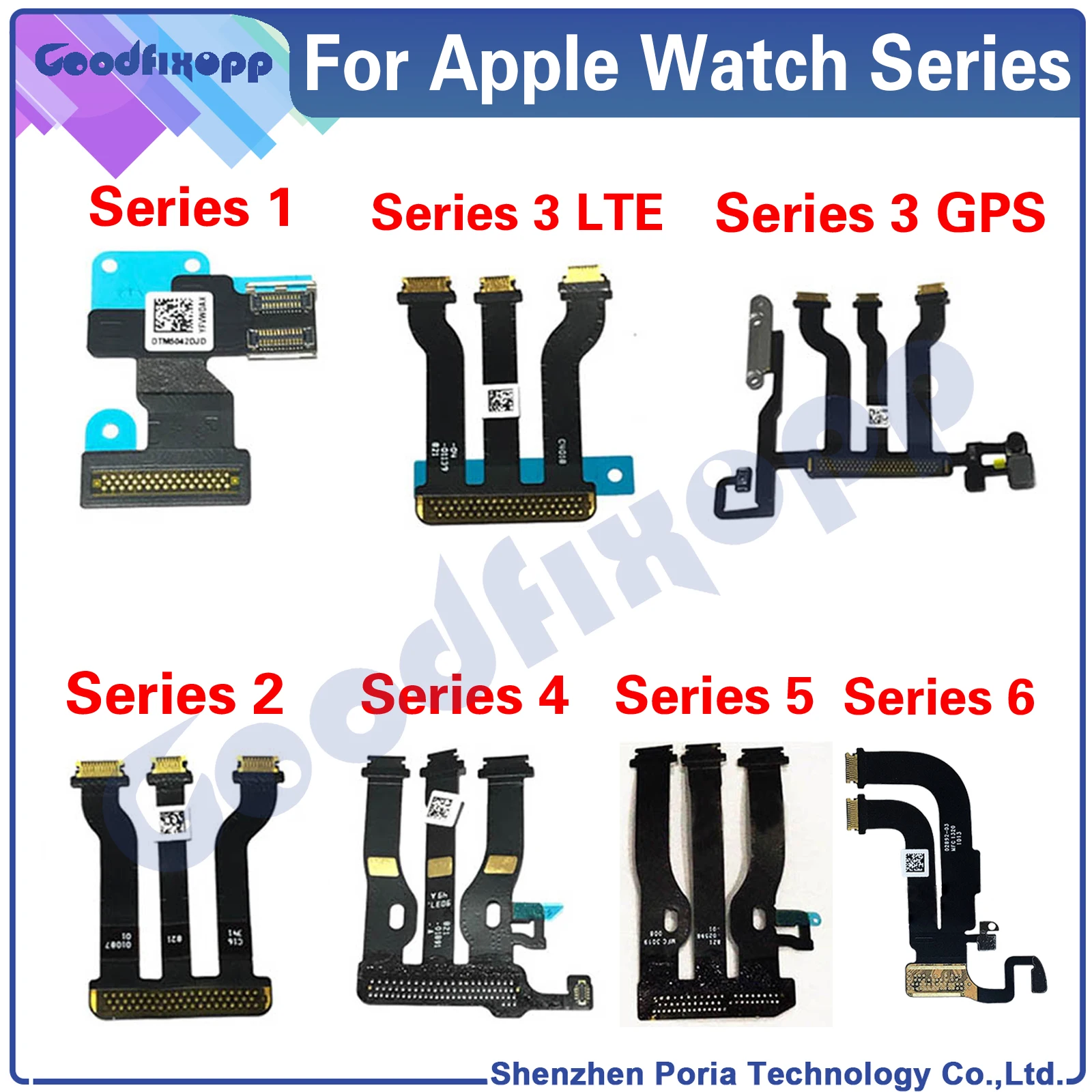 100% Test AAA For Apple Watch Series S1 2 3 4 5 6 38mm 42mm 40mm 44mm Motherboard Main Board Connector Cable LCD Cable Flex