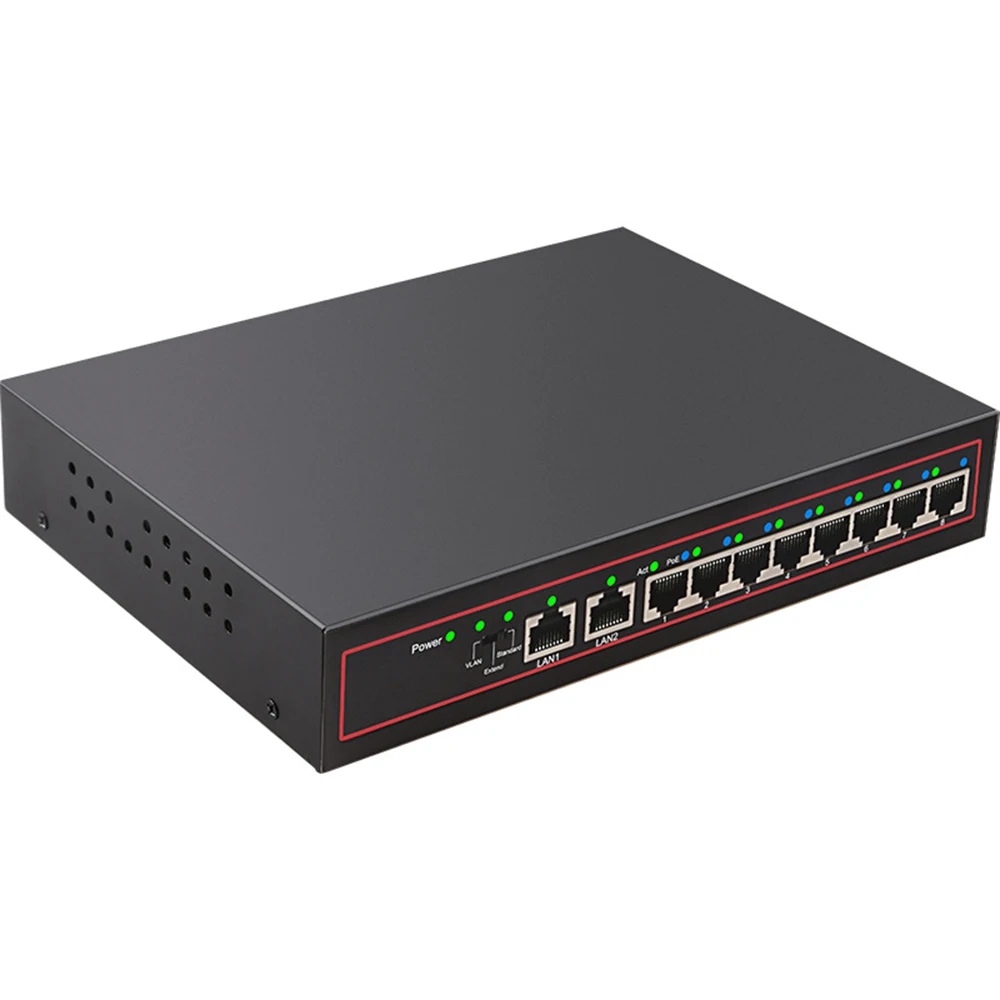 Top TEROW 8 Port 10/100M Network Switch Ethernet 8 POE Port+2 UPLINK Port 48V Built-in Power Supply for IP/CCTV Camera/Wireless