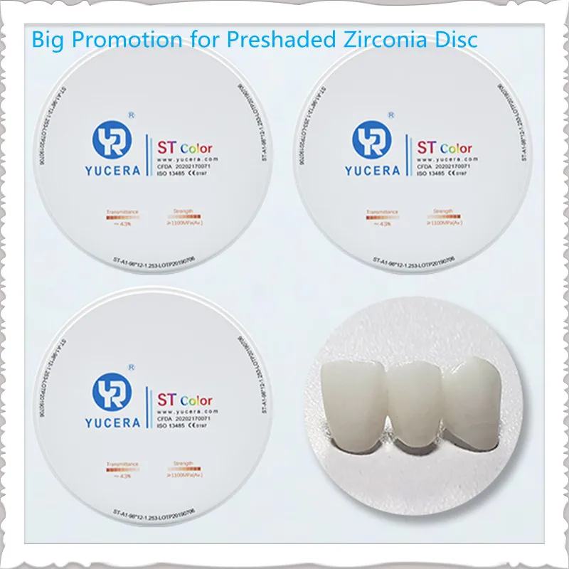 Yucera ST Color C1-D4 16mm Calidad Dental Zirconia Disco Zirconium block Color de Bloque Disco Para Sistema with CADCAM with ce