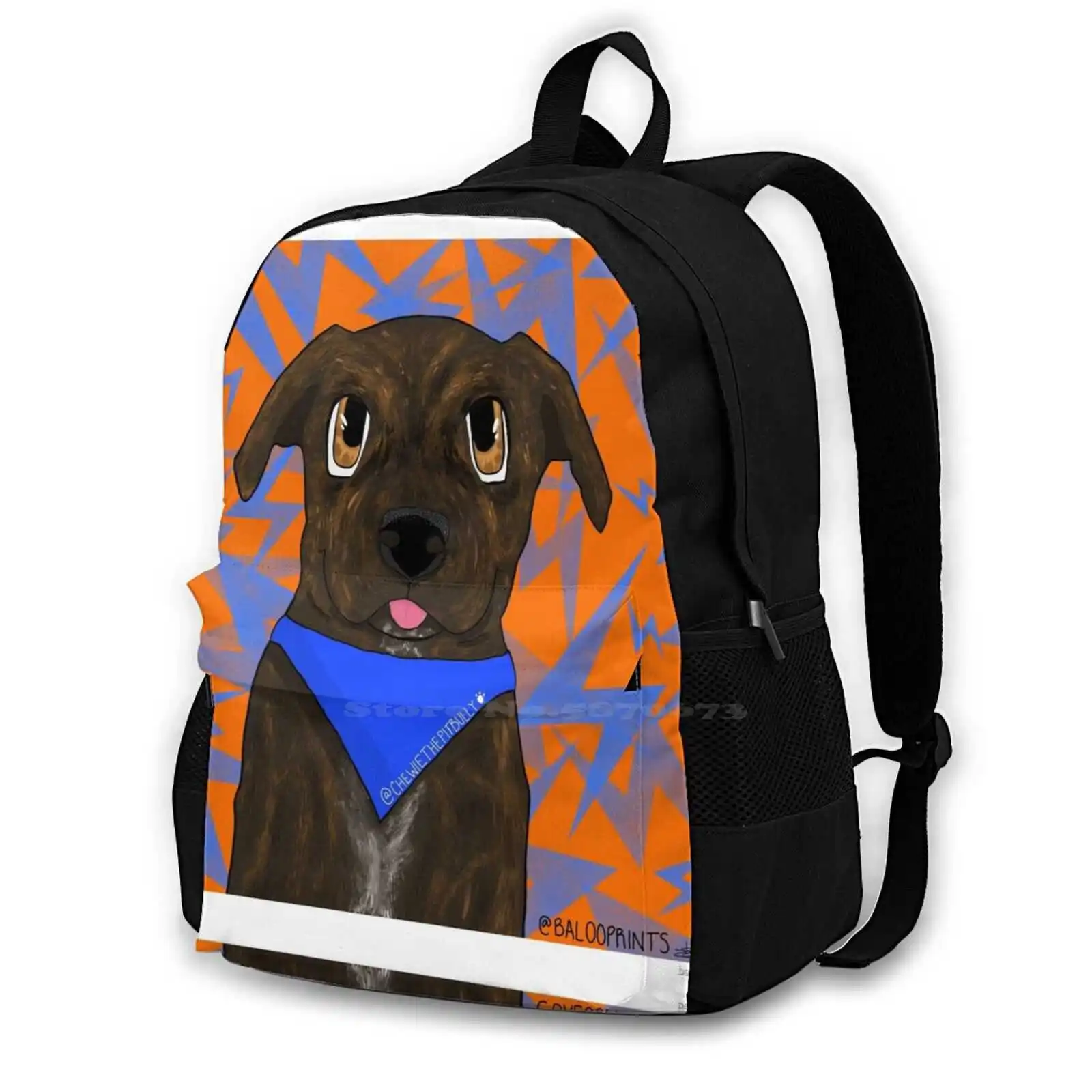 

Prints Custom Portraits-Chewie Hot Sale Schoolbag Backpack Fashion Bags Pitbull Dog Portrait Custom Cute