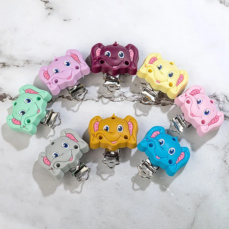 TYRY.HU 3pc/lot Elephant Pacifier Clip Chain Nipple Clasps Nipple Holder Pacifiers For Babies DIY Accessory Hole Silicone Dummy