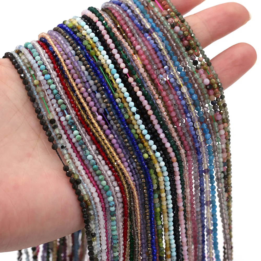 1string Faceted Stone Beads Spinels Stone Round Beads Mixed Color for Jewelry Making DIY Bracelet Necklace Accessories 2-3mm