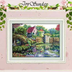 England Castle Patterns Counted Cross Stitch Set DIY 11CT 14CT 16CT Stamped DMC Cross-stitch Kit Embroidery Needlework Crafts