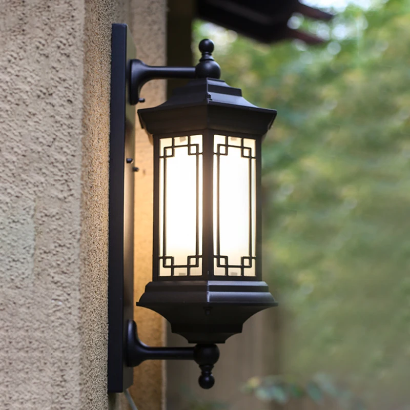 Chinese Retro Waterproof Wall Lamp Balcony Courtyard Gate Corridor Exterior Wall Lamp Outdoor Landscape Lighting