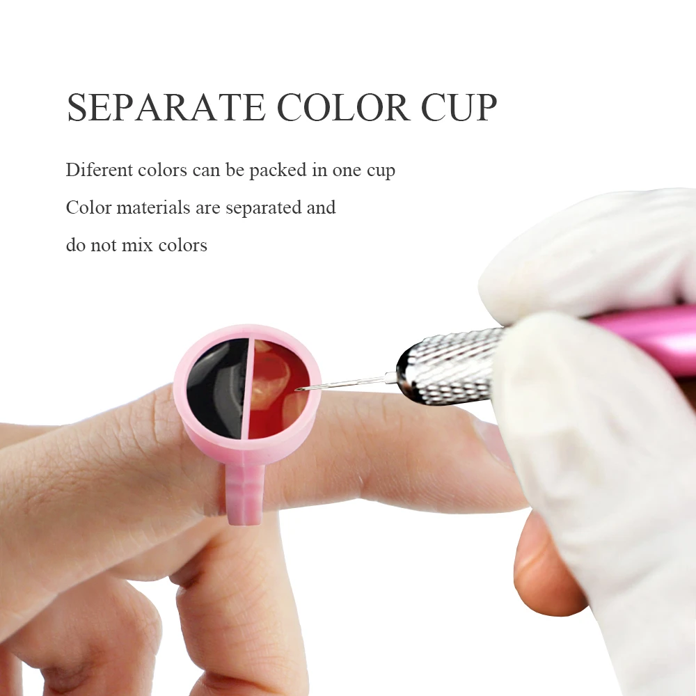 100Pcs Eyelash Extension Glue Ring Cups Disposable Tattoo Pigment Container Holder Permanent Makeup Ink Cup Tattoo Needle Tools