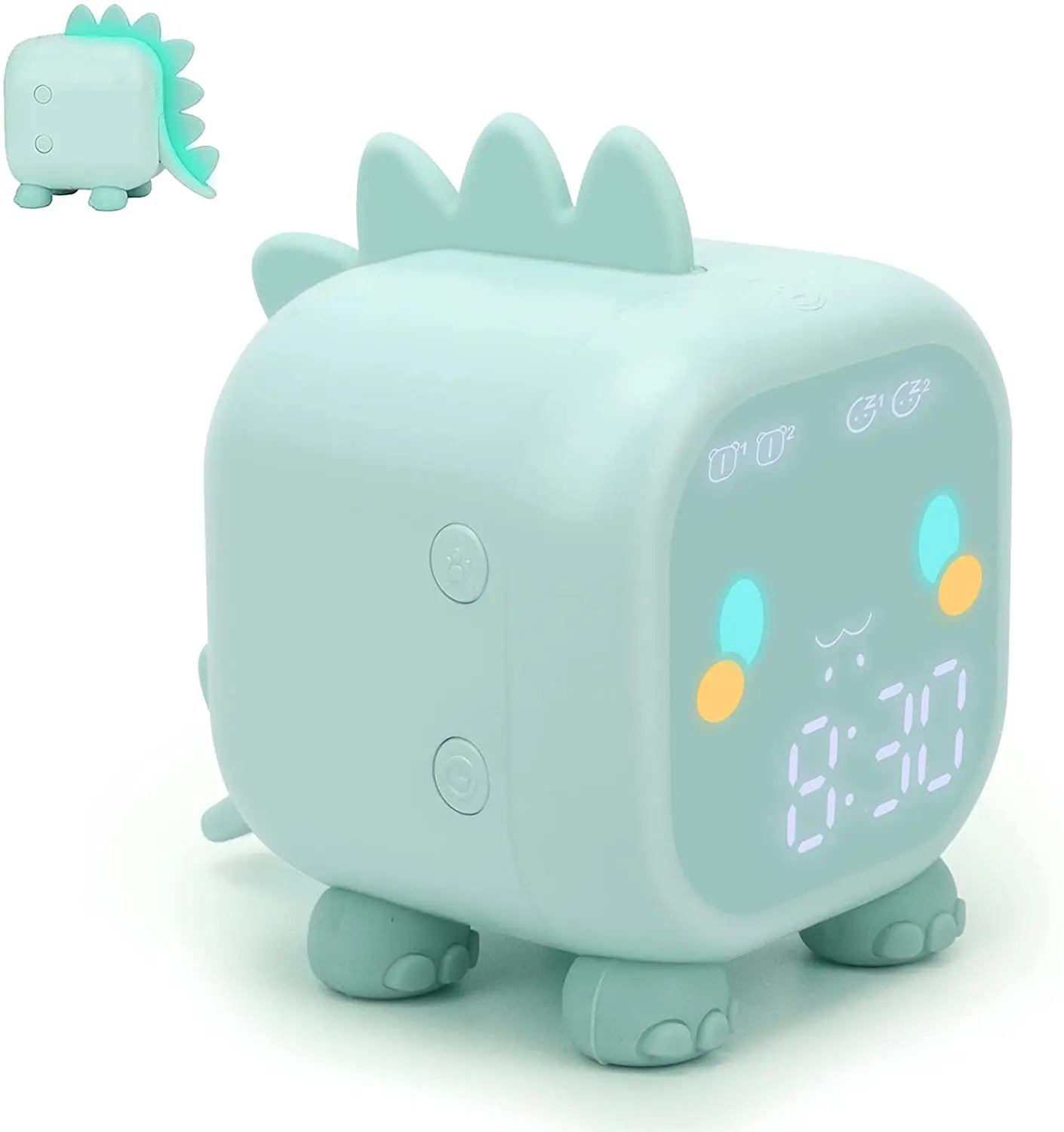 Kids Alarm Clock, Cute Dinosaur Alarm Clock Children's Sleep Trainier, With Dual alarm clock, snooze, temperature, wake-up light