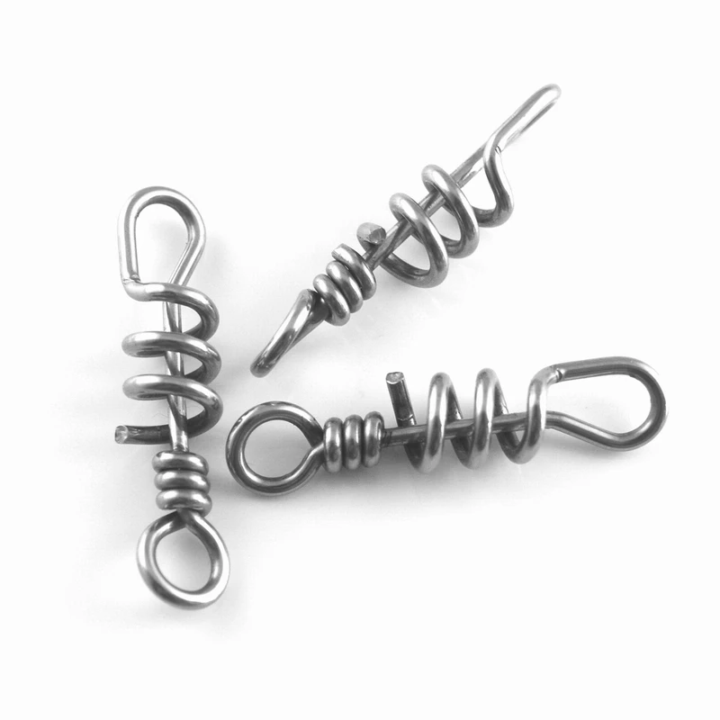 MNFT New 5Pcs Fishing Heavy Duty Stainless Steel Lure Quick Convenient Connector Corkscrew Swirl Fishing Swivels 4.7cm